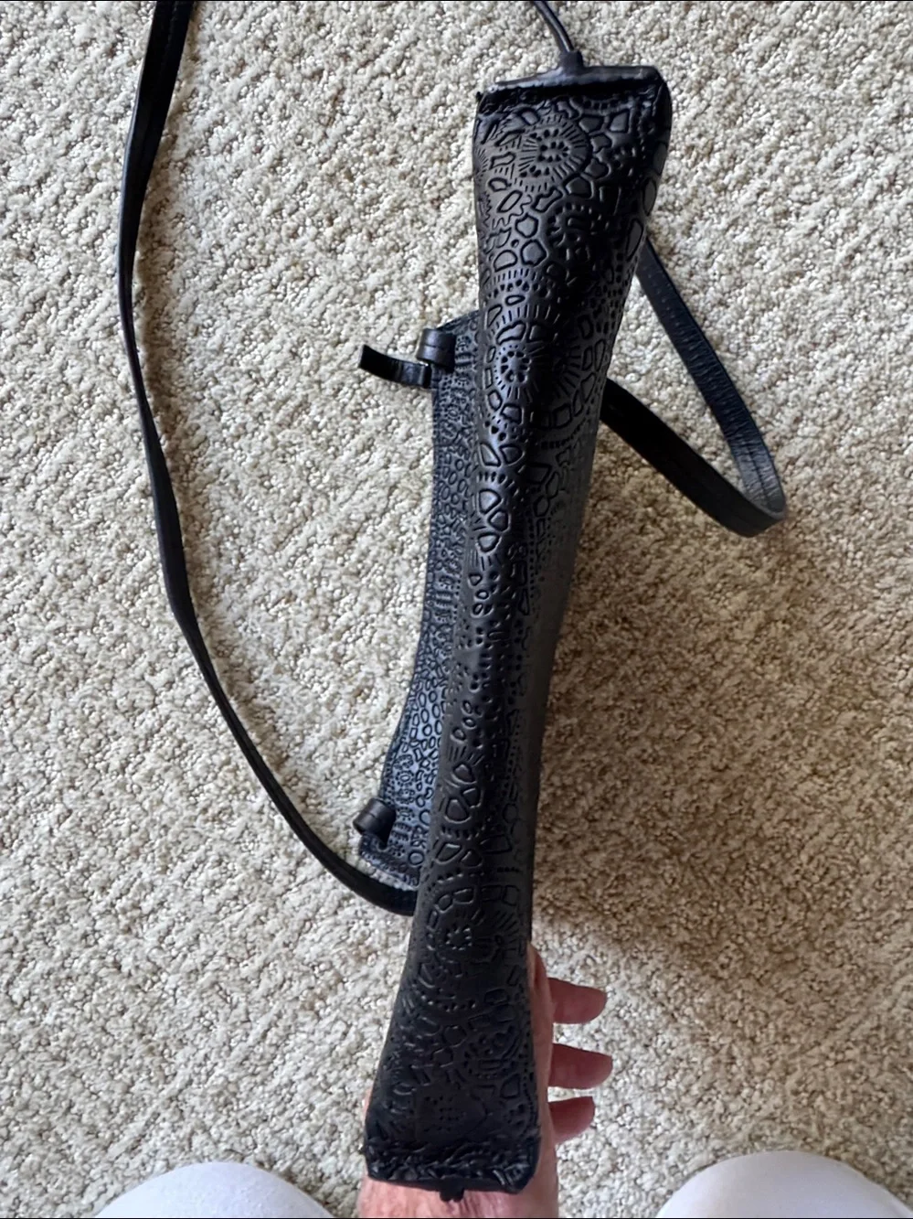 Black embossed leather B.May bag